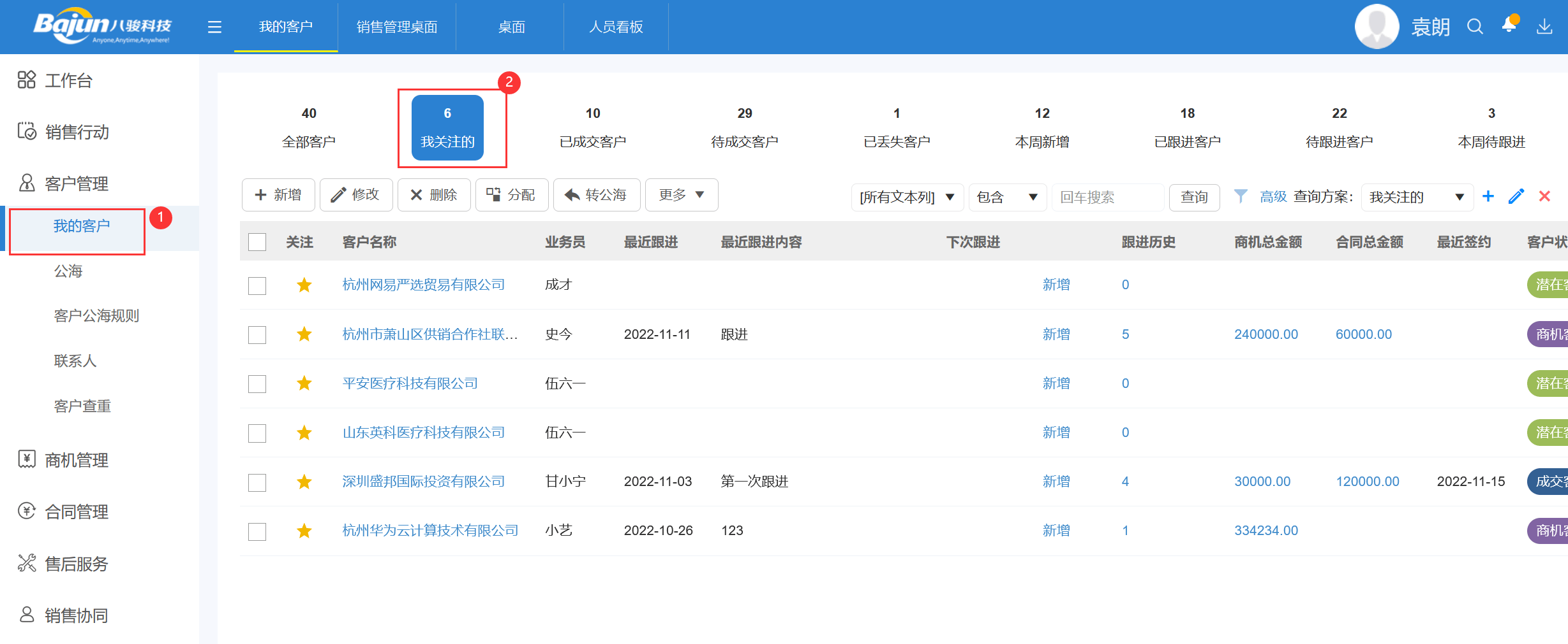 如何快速找到我關注的客戶